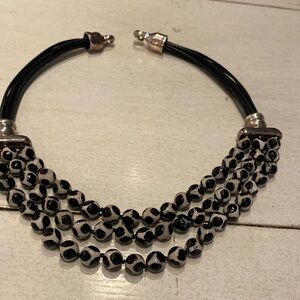 Designer Necklace One kind of, 925 Silver Genuine Stones, Leather